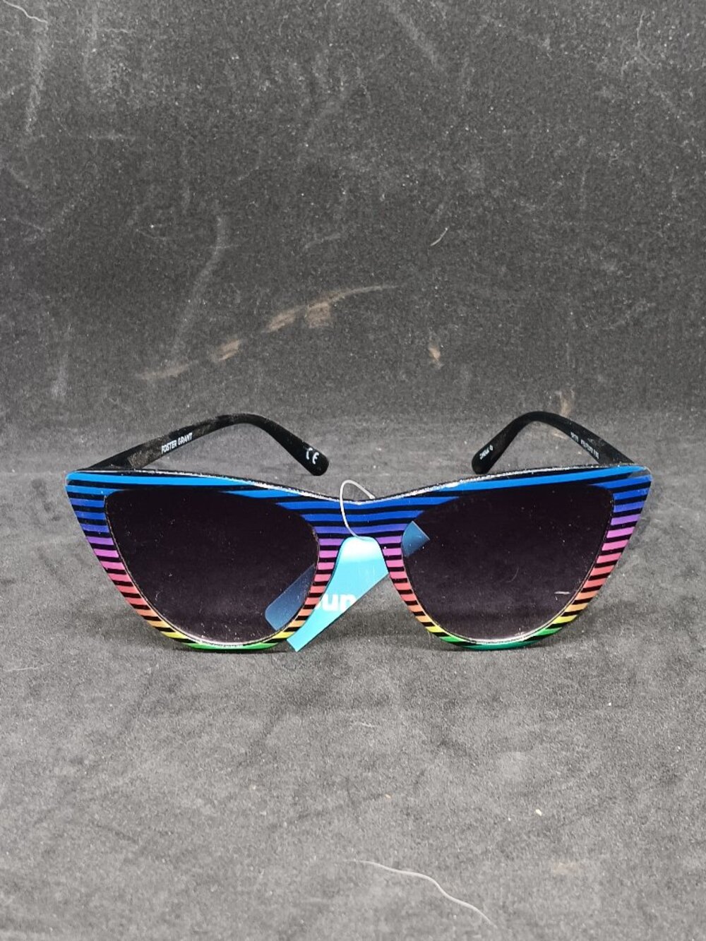 Foster Grant Retro 80s Neon Striped Cat Eye Sunglasses NWT